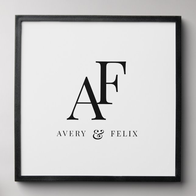 Wedding Monogram Elegant Simple Minimalist Peel And Stick Photo Tile (Front Set)