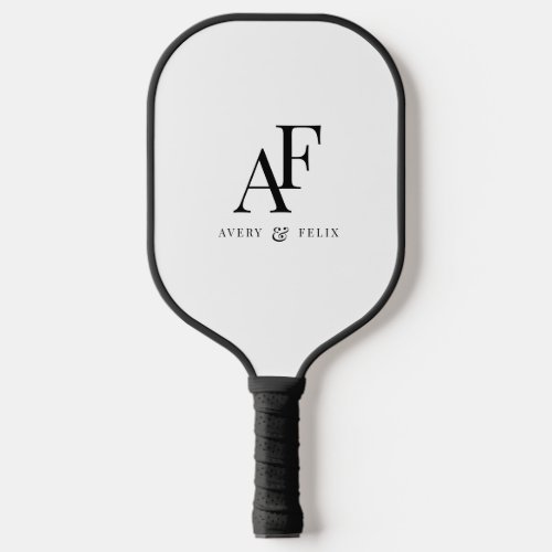 Wedding Monogram Elegant Simple Minimalist Pickleball Paddle