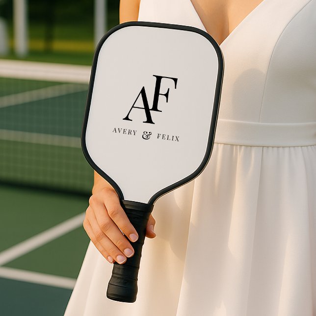 Wedding Monogram Elegant Simple Minimalist Pickleball Paddle (Creator Uploaded)