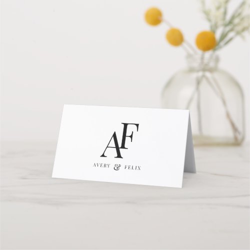 Wedding Monogram Elegant Simple Minimalist Place Card