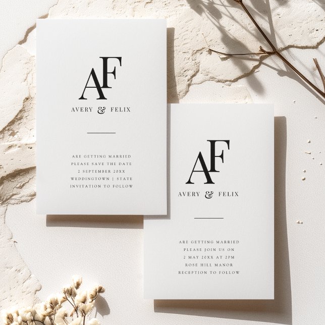 Wedding Monogram Elegant Simple Minimalist Save The Date (Creator Uploaded)