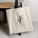 Wedding Monogram Elegant Simple Minimalist Tote Bag<br><div class="desc">A simple wedding monogram tote bag with classic traditional typography in black in an elegant style. The text can be easily be customized with your names for the perfectly personalized design!</div>