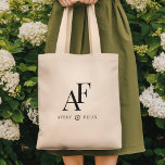 Wedding Monogram Elegant Simple Minimalist Tote Bag<br><div class="desc">A simple wedding monogram tote bag with classic traditional typography in black in an elegant style. The text can be easily be customized with your names for the perfectly personalized design!</div>