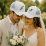 Wedding Monogram Elegant Simple Minimalist Trucker Hat<br><div class="desc">A simple wedding monogram hat with classic traditional typography in black in an elegant style. The text can be easily be customized with your names for the perfectly personalized design!</div>