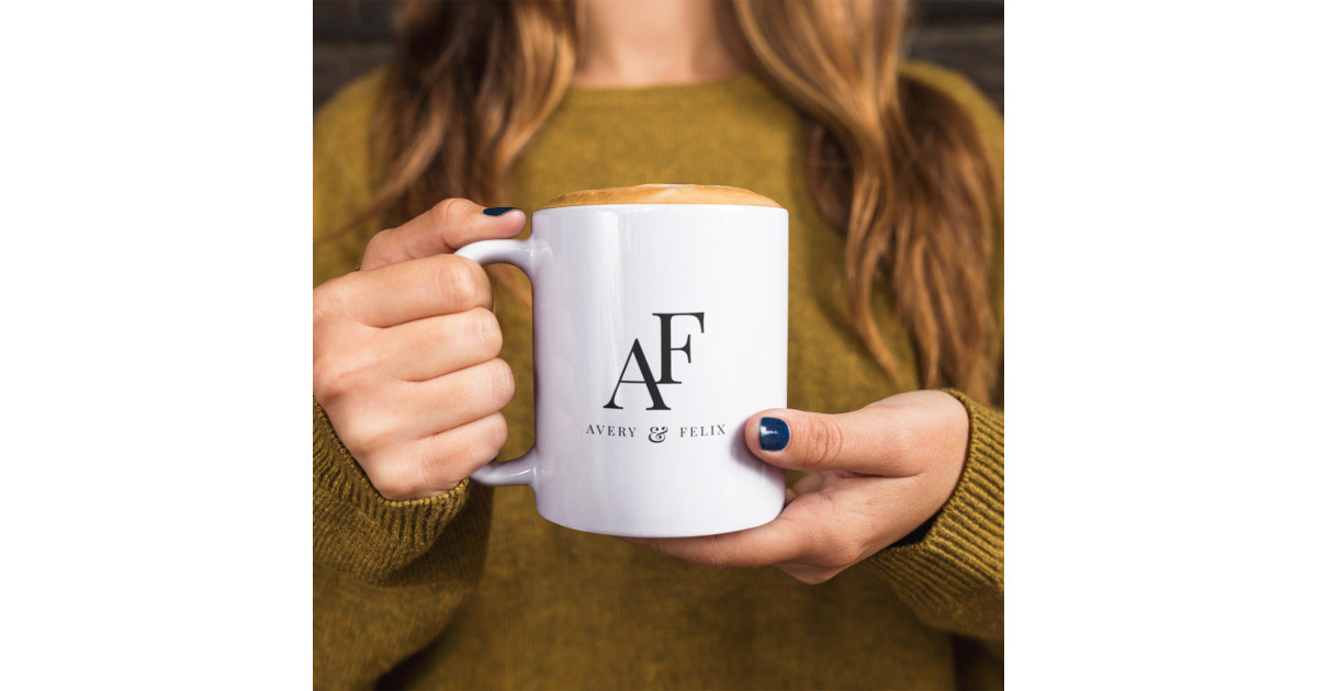 Two Initial Monogram Ceramic Coffee Cup