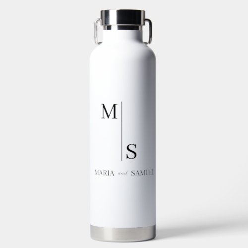 wedding monogram Elegant Simple  Minimalist Water Bottle