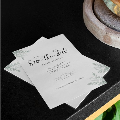 Wedding Monogram Eucalyptus Save The Date Announcement Postcard