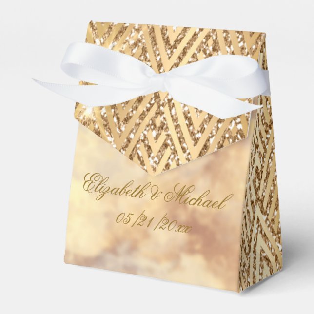 Wedding Monogram Faux Gold Favor Box (Front Side)