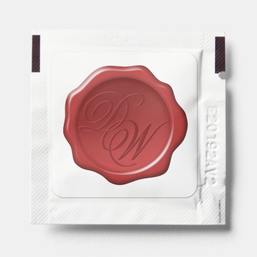 Wedding Monogram Faux Red Wax Seal Calligraphy Hand Sanitizer Packet