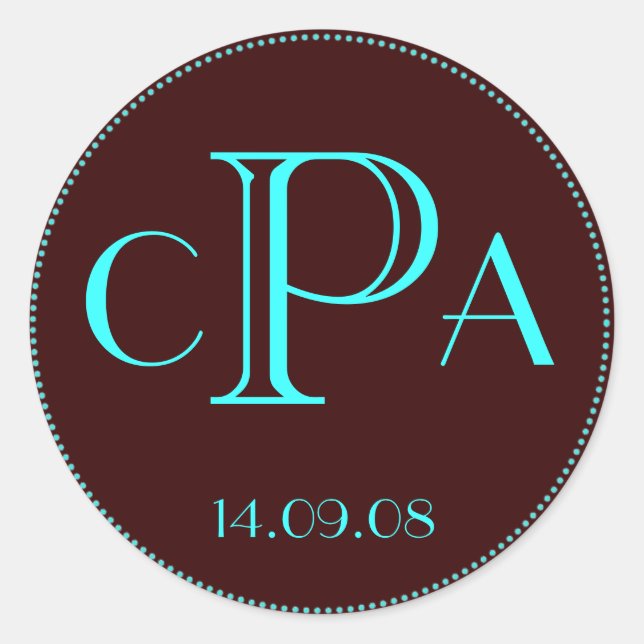 Wedding monogram favor sticker tag label (Front)