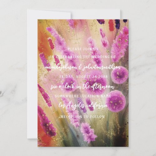 Wedding Monogram Florals QR Code Meadow Pink Invitation