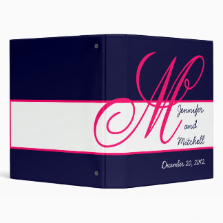 Wedding Monogram Fuchsia Navy Keepsake Planner 3 Ring Binder