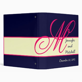 Wedding Monogram Fuchsia Navy Keepsake Planner Binder