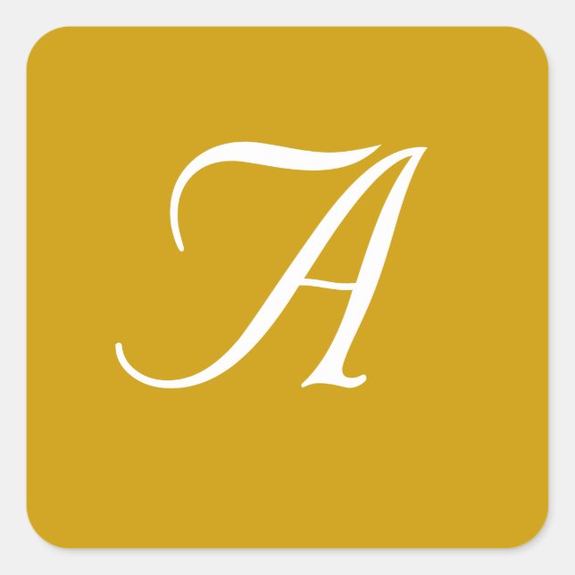 Wedding Monogram Gold White Square Stickers (Front)