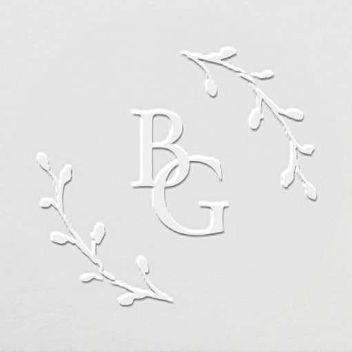 wedding monogram greenery embosser Zazzle