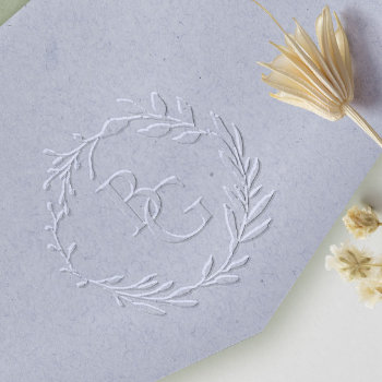 Wedding Monogram Greenery Wreath  Embosser by amoredesign at Zazzle