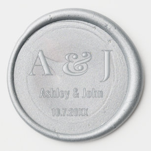 Wedding Monogram Grey Silver Wax Seal Sticker