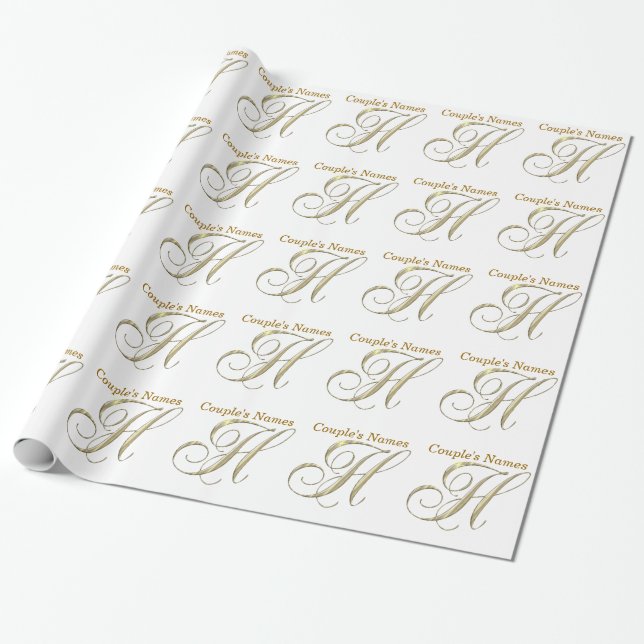 Wedding Monogram H Gift Wrapping paper (Unrolled)