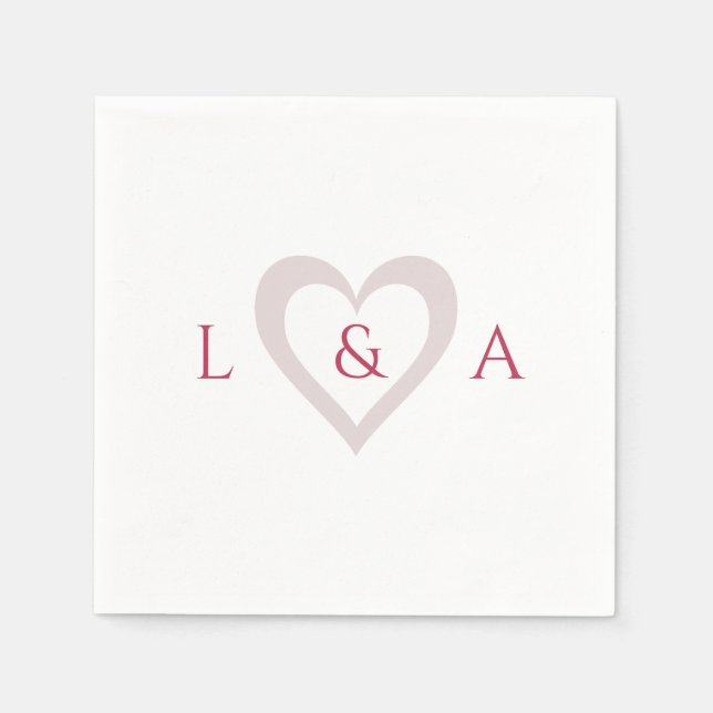 Wedding Monogram Heart 2 Initials Napkins (Front)