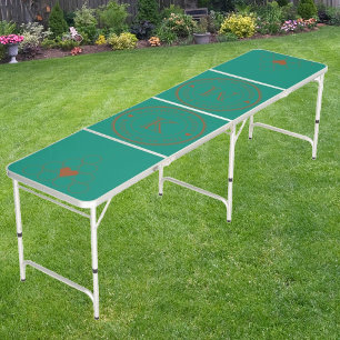 Wedding Monogram Heart Dk Solid Aqua Beach Breeze Beer Pong Table