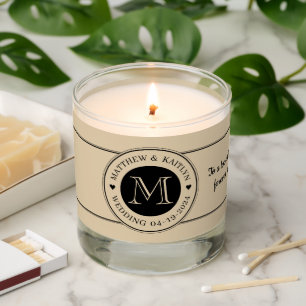 Wedding Monogram Heart Sand Dune Scented Candle