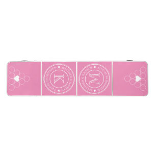 Wedding Monogram Heart Solid Classic Pink Beer Pong Table