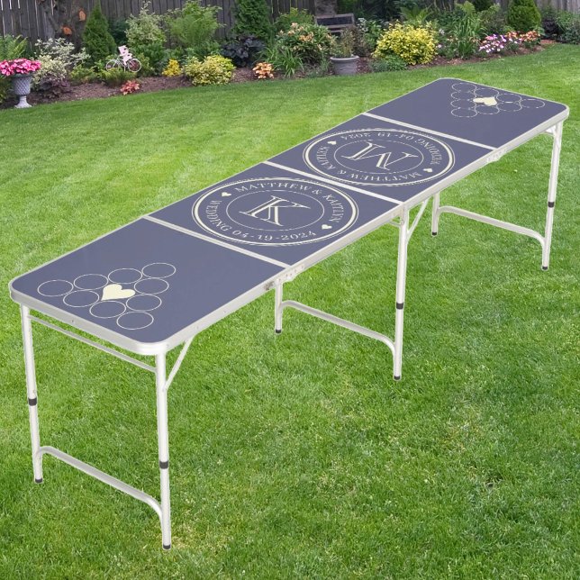 Wedding Monogram Heart Solid Lavender Breeze  Beer Pong Table (Creator Uploaded)