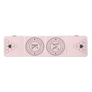 Wedding Monogram Heart Solid Pink Whisper & Black Beer Pong Table