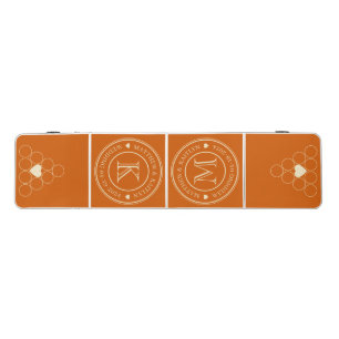 Wedding Monogram Heart Solid Pumpkin Beer Pong Table