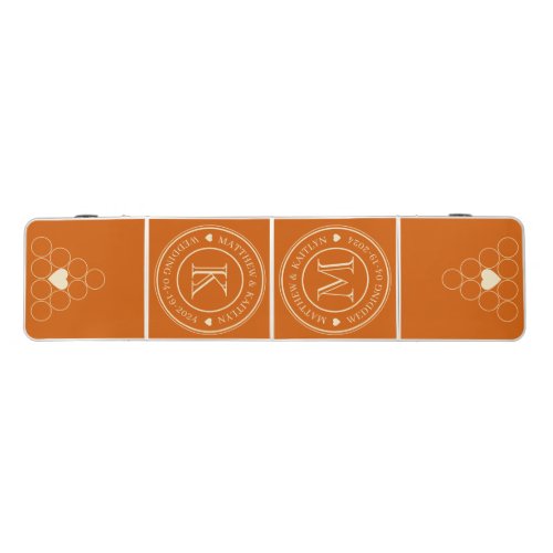 Wedding Monogram Heart Solid Pumpkin Beer Pong Table