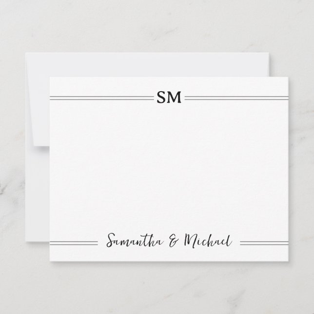 Wedding Monogram Initials Couple Name Personalized Note Card (Front)