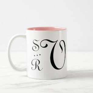 Wedding Monogram Initials Elegant Minimalist Two-Tone Coffee Mug