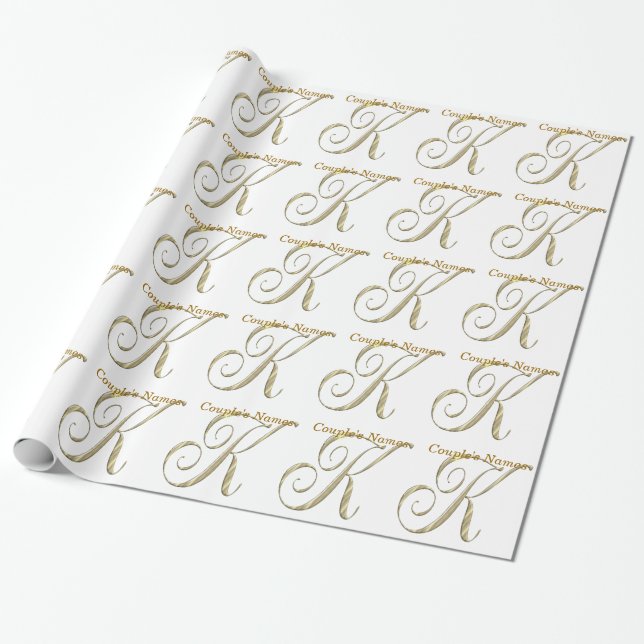 Wedding Monogram K Gift Wrapping paper (Unrolled)