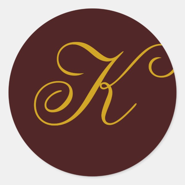 Wedding Monogram K Gold Seal Sticker (Front)