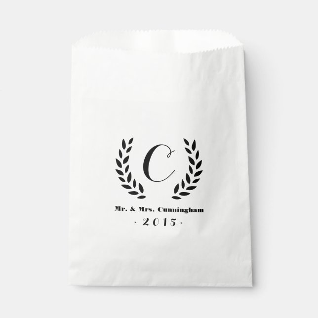 Wedding Monogram Laurel Favor Bag (Front)