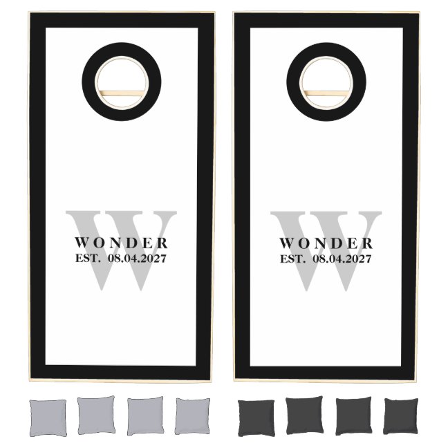 Wedding Monogram Letter Newly Wed Monogram black Cornhole Set