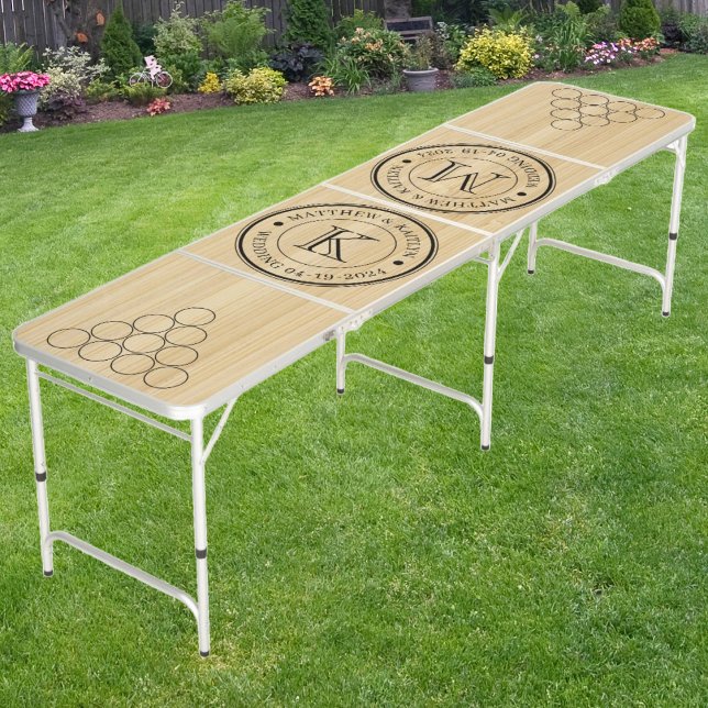 Wedding Monogram Light Bamboo  Beer Pong Table (Creator Uploaded)