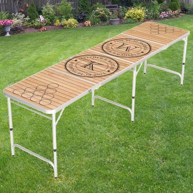 Wedding Monogram Light Bamboo Mat Beer Pong Table (Creator Uploaded)