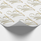 Wedding Monogram M Gift Wrapping paper (Corner)