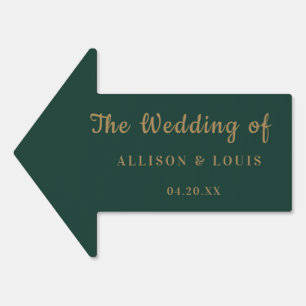 Wedding Monogram Minimalist Emerald Green Gold   Sign