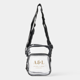 Wedding Monogram Minimalist Gold Clear Crossbody Bag