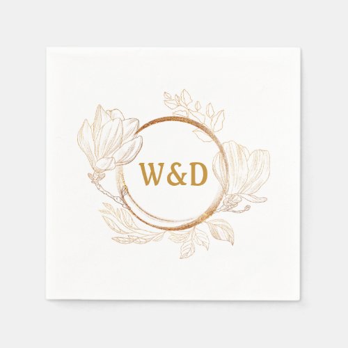 Wedding Monogram Minimalist Simple Elegant Gold Napkins