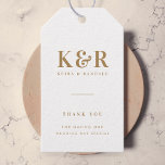 Wedding Monogram Minimalist Simple Gold and White Gift Tags<br><div class="desc">A minimalist wedding monogram design collection of products with classic traditional typography in gold on a clean simple white background. The perfectly custom design for your special day!</div>
