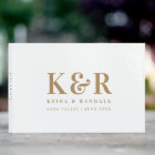 Wedding Monogram Minimalist Simple Gold and White