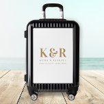 Wedding Monogram Minimalist Simple Gold and White Luggage<br><div class="desc">A minimalist wedding monogram design with classic traditional typography in gold on a clean simple white background. The perfect accessory for your special day!</div>