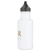 Wedding Monogram Minimalist Simple Gold and White Stainless Steel Water Bottle (Right)