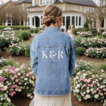 Wedding Monogram Minimalist Simple White Denim Jacket<br><div class="desc">A minimalist wedding monogram design collection of products with classic traditional typography in white. The perfectly custom design for your special day!</div>