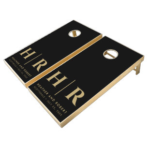 Wedding Monogram Modern Custom Bride and Groom Cornhole Set
