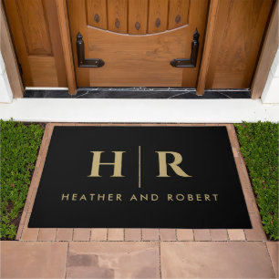 Wedding Monogram Modern Custom Bride and Groom Doormat