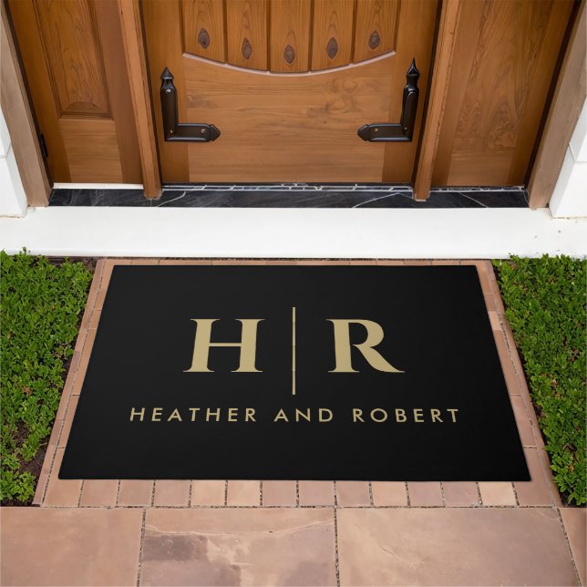 Wedding Monogram Modern Custom Bride and Groom Doormat (Outdoor)